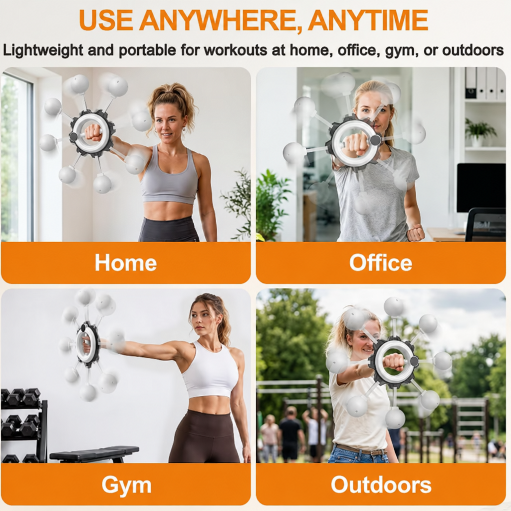 360 degree hand-crank arm exerciser used in different settings