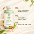 Fumorry scrub gel benefits on a light soft-white background