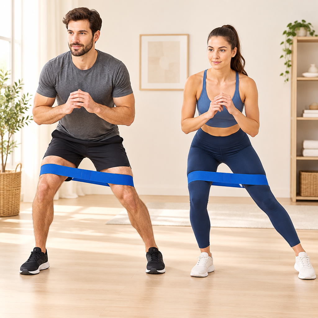 Lateral steps with resistance bands