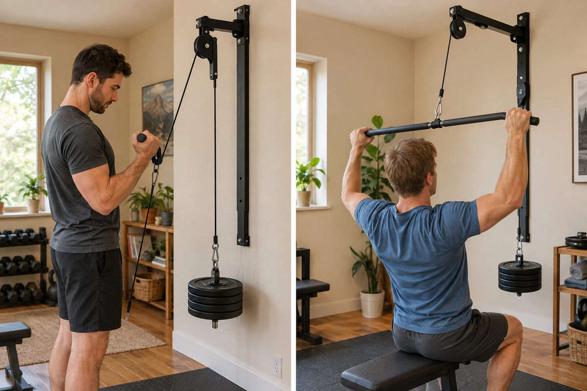men demonstrating cable exercises