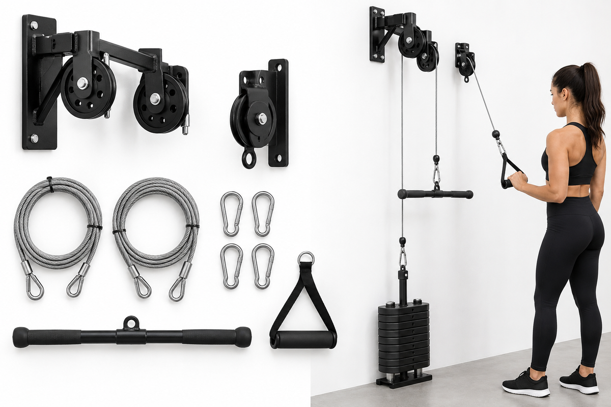 pulley system parts and assembled unit