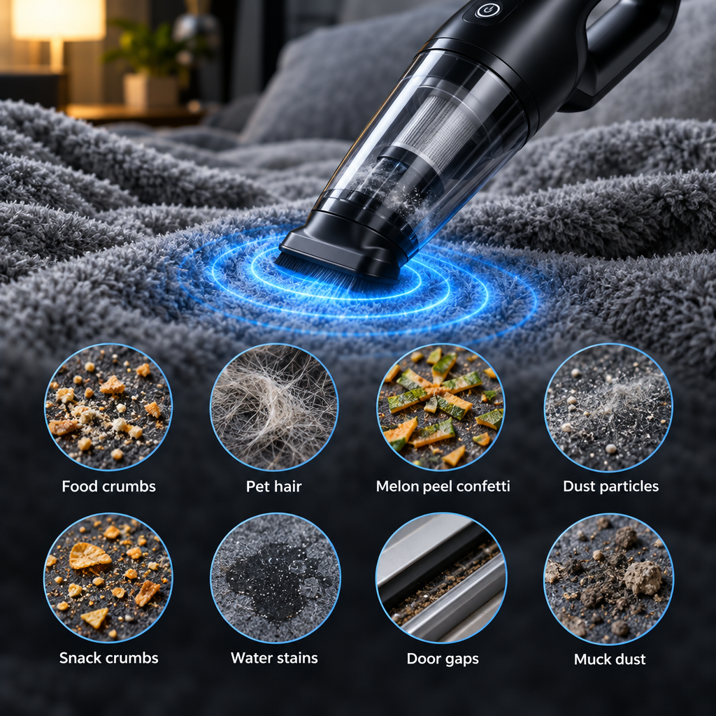 vacuum suction effect with debris labels